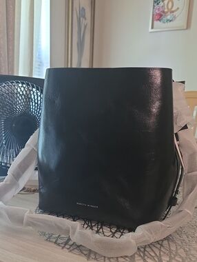 Rebecca Minkoff Black Leather Bucket Backpack